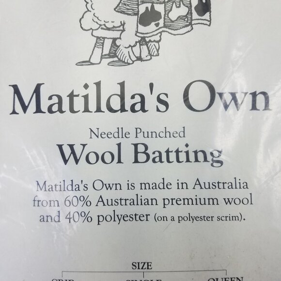 Matilda's Own Needle Punched Wool Blend Batting Queen Size 108" x 95" Quilting - Picture 3 of 10